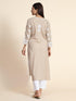 Aanchal in HOK Chikankari Long Kurti for Women Beige & White-2